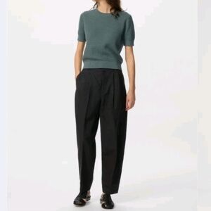 Uniglo Comptoir Des Cotonniers Linen Blend Pleated Barrel Leg Black Pants Large
